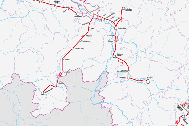 interaktive Karte vom Streckennetz
