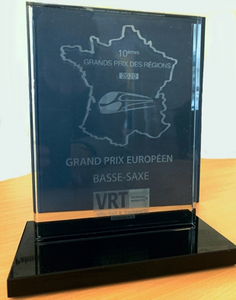 Foto der europäischen Auszeichnung für die Wasserstofffahrzeuge der LNVG